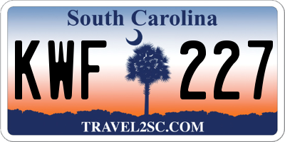 SC license plate KWF227