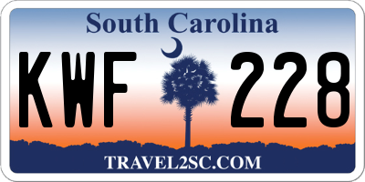 SC license plate KWF228