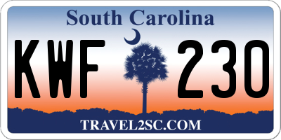 SC license plate KWF230
