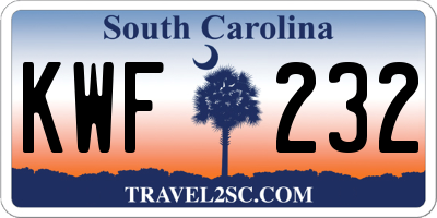SC license plate KWF232