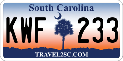 SC license plate KWF233