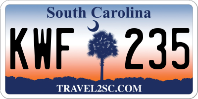 SC license plate KWF235