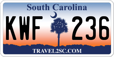 SC license plate KWF236