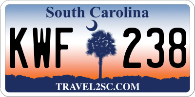 SC license plate KWF238