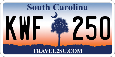 SC license plate KWF250