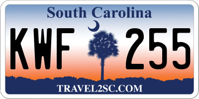 SC license plate KWF255