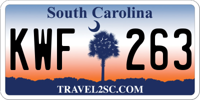 SC license plate KWF263