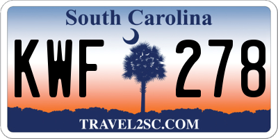 SC license plate KWF278