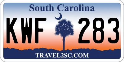 SC license plate KWF283