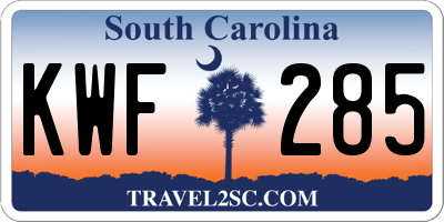 SC license plate KWF285