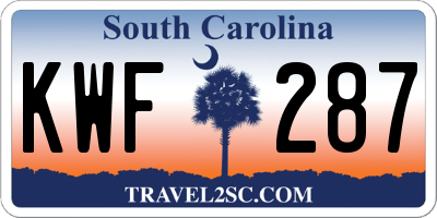 SC license plate KWF287