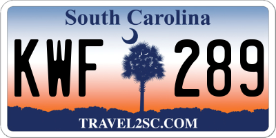 SC license plate KWF289