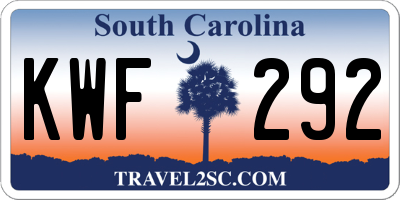 SC license plate KWF292