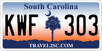 SC license plate KWF303