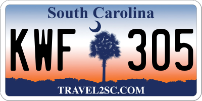 SC license plate KWF305