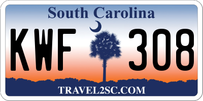 SC license plate KWF308