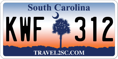 SC license plate KWF312