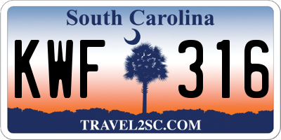 SC license plate KWF316