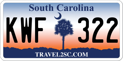 SC license plate KWF322