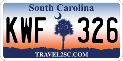 SC license plate KWF326