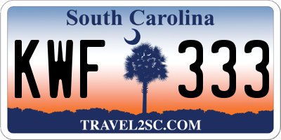 SC license plate KWF333