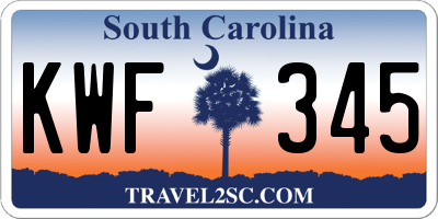 SC license plate KWF345