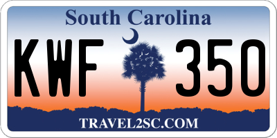 SC license plate KWF350
