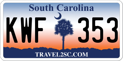 SC license plate KWF353