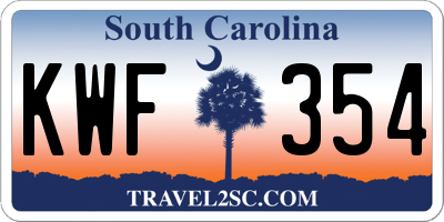 SC license plate KWF354