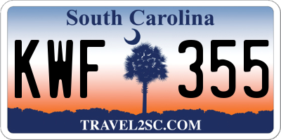 SC license plate KWF355