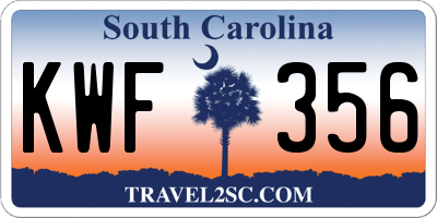 SC license plate KWF356