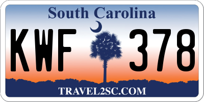 SC license plate KWF378