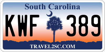 SC license plate KWF389