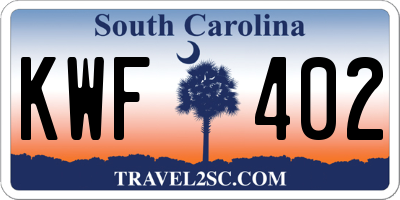 SC license plate KWF402