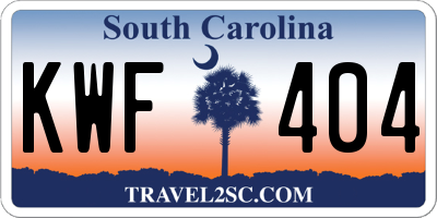 SC license plate KWF404