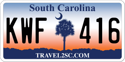SC license plate KWF416