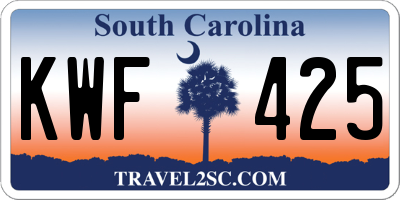 SC license plate KWF425