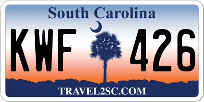 SC license plate KWF426