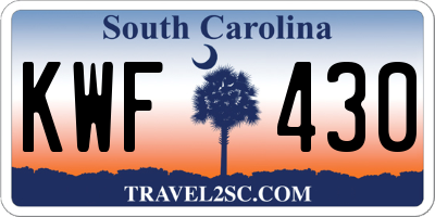 SC license plate KWF430