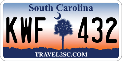 SC license plate KWF432