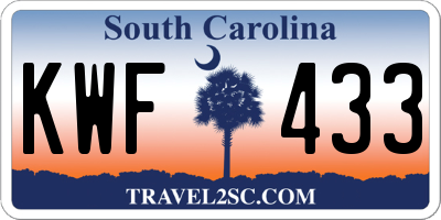 SC license plate KWF433
