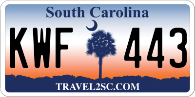 SC license plate KWF443