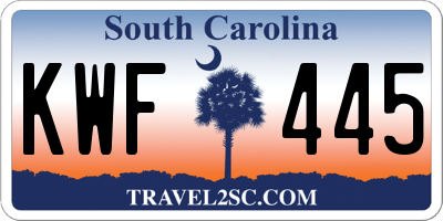 SC license plate KWF445