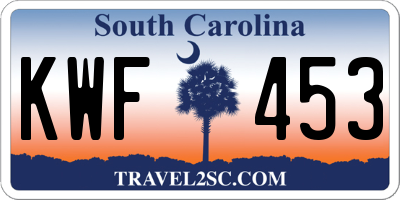 SC license plate KWF453