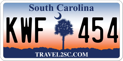 SC license plate KWF454