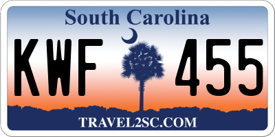 SC license plate KWF455