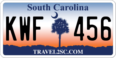 SC license plate KWF456