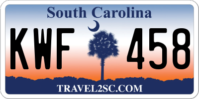 SC license plate KWF458