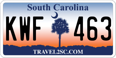 SC license plate KWF463