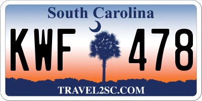 SC license plate KWF478